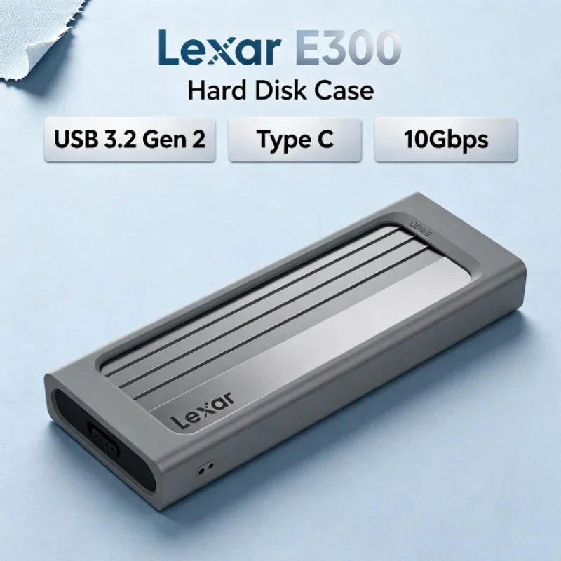 Lexar E300 M.2 SSD Enclosure USB 3.2 Gen 2 Type C Hard Disk Case for 2230/2242/2260/2280 Mobile NVMe SSD Housing
