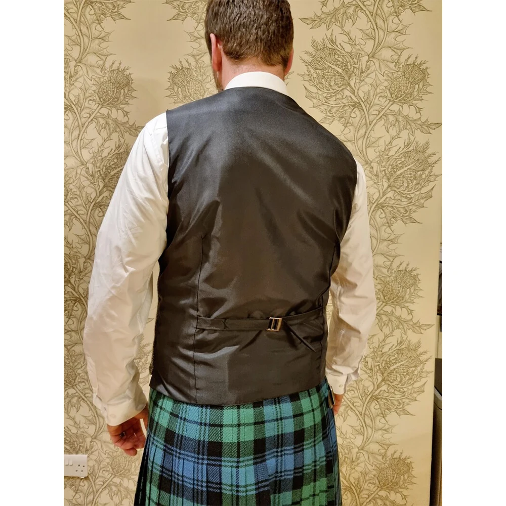 Retro Men's Vest Suit Herringbone Tweed Vests Satin Back Dinner Party Single Breasted Sleeveless Waistcoat Male Dress Casual