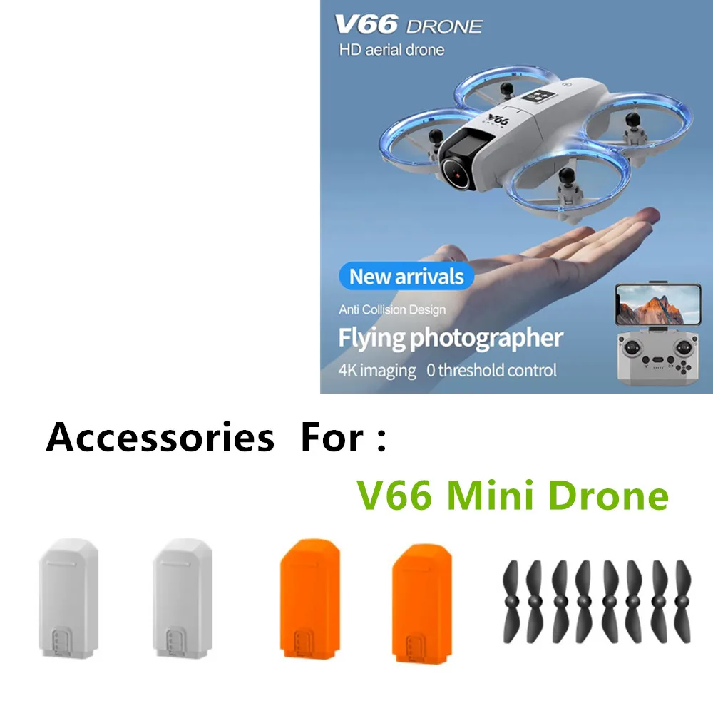 V66 Mini Drone Accessory V66 Drone Batteries 3.7v 1800mAh / Propeller Blade / Use For V66 Drone Part