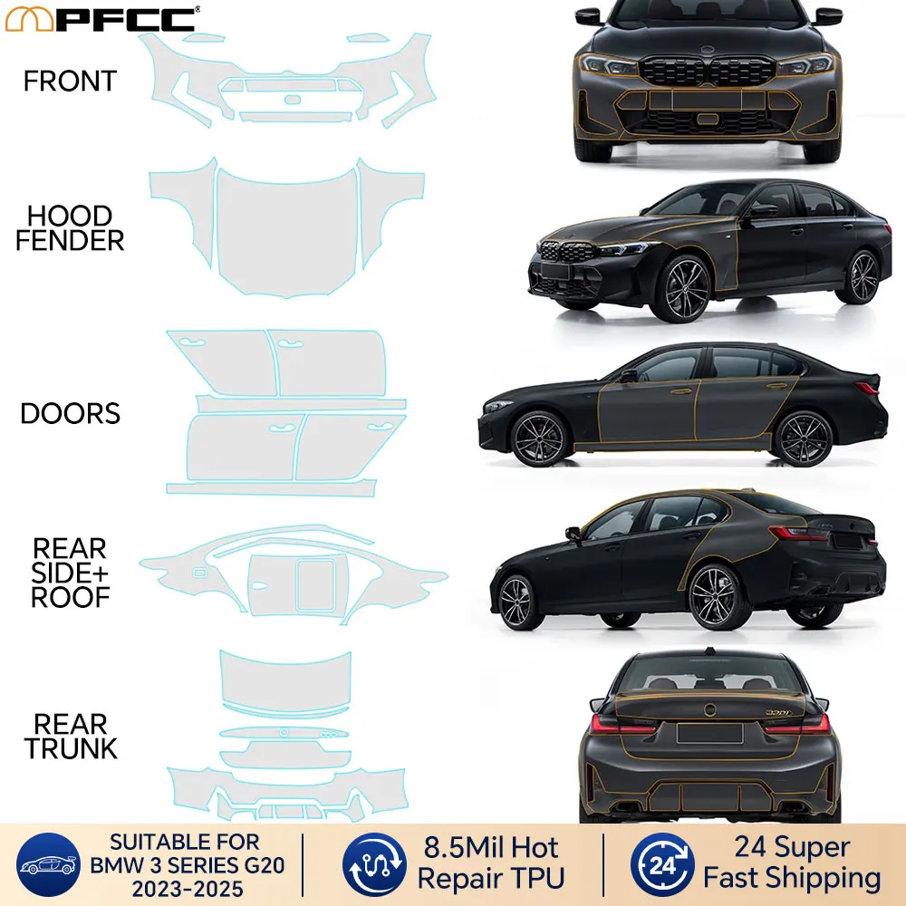 

For BMW 3 SERIES G20 2023-2025 TPU Transparent Sticker Body Accessories Styling Pre-Cut Paint Protection Film Car Clear Kit
