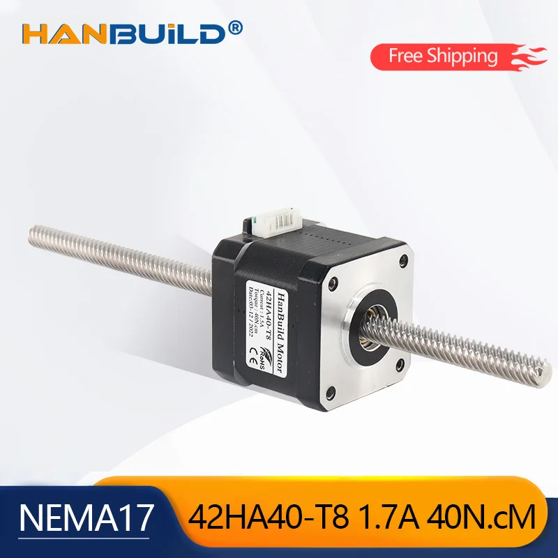 NEMA 17 Through screw stepper motor 42HA40-T8*4 200MM linear stepper motor For 3D Printer Monitor Equipment