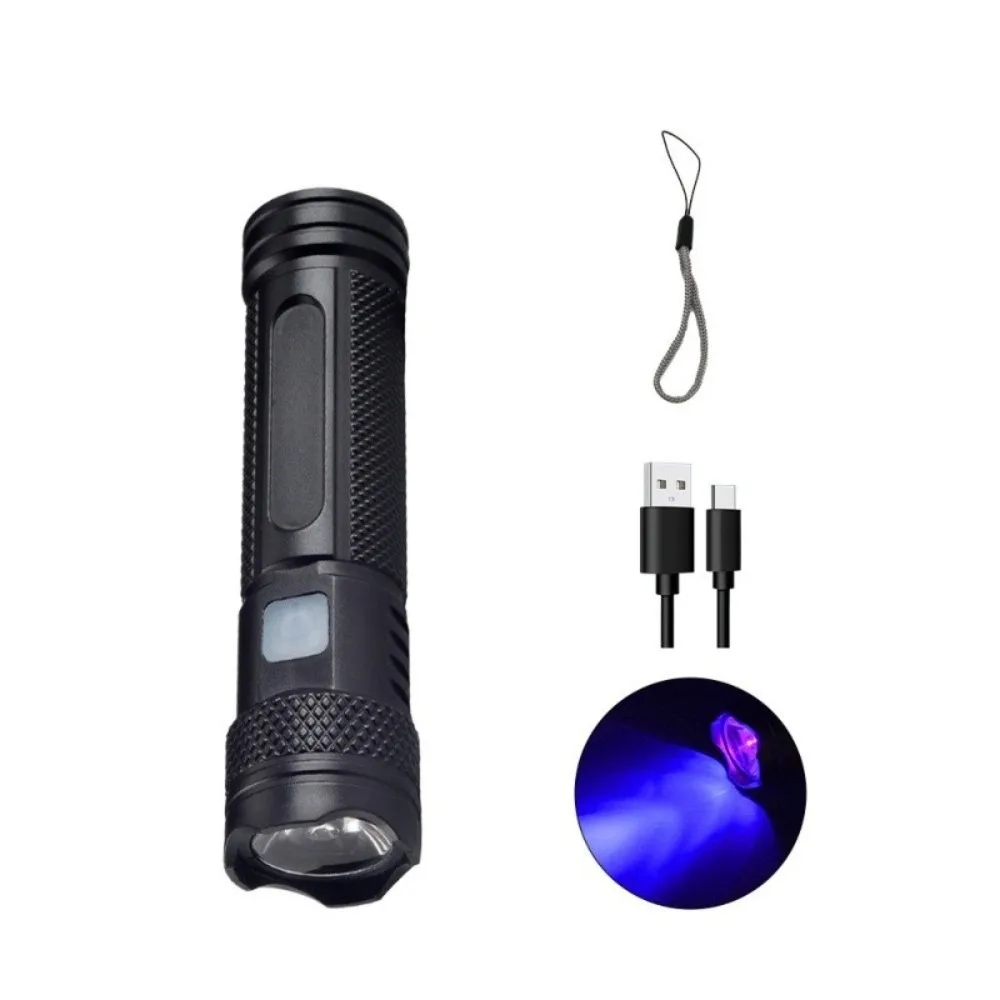 

New 365nm UV Flashlight Mini USB- C Rechargeable Mini Flashlight Handheld Portable Ultraviolet Torch Light For Pet Stains