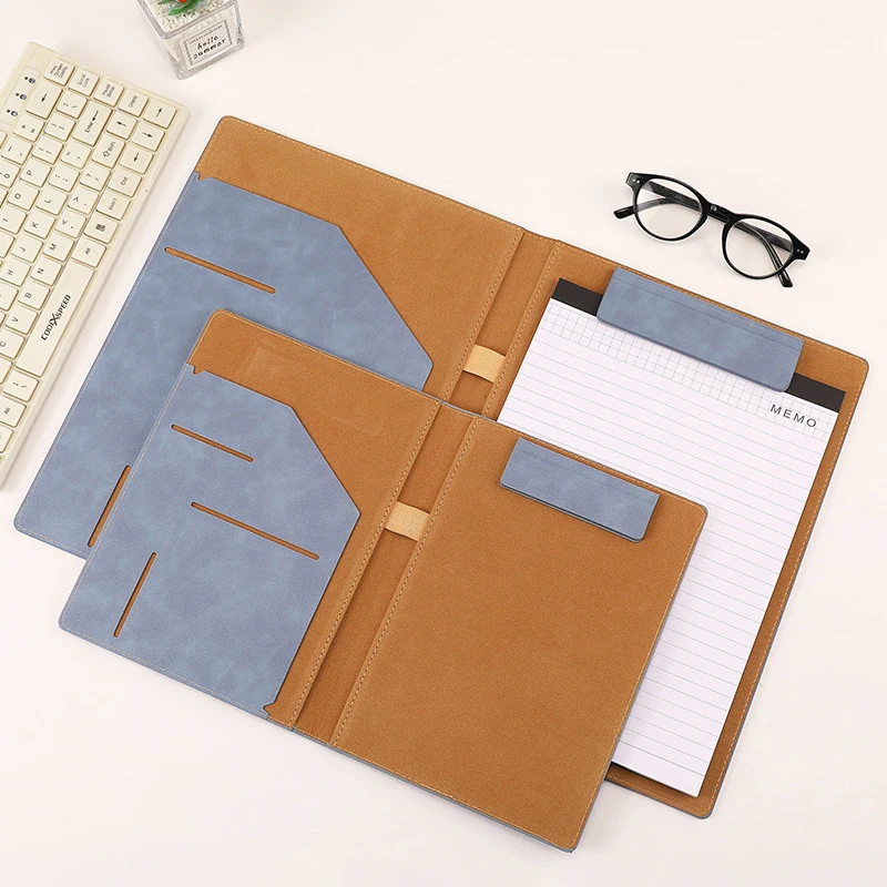 A4/A5 Writing Case With Closure Business Folder Multifunctional Leather Clip Board Conference Folder For Office