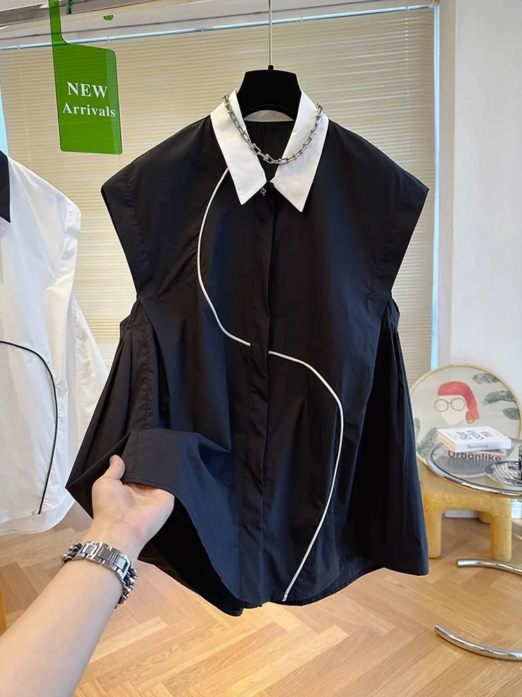 Solid Color Sleeveless Stylish Shirt Women 2023 Summer Short Sleeve Korean Fashion Chic Ladies Vest Top
