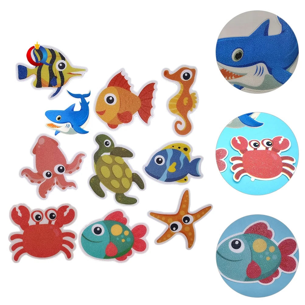 10 Pcs Bathroom Non-slip Stickers Anti-slip Decals for Bathtub Cartoon Strip Shower Strips Kids Accessories