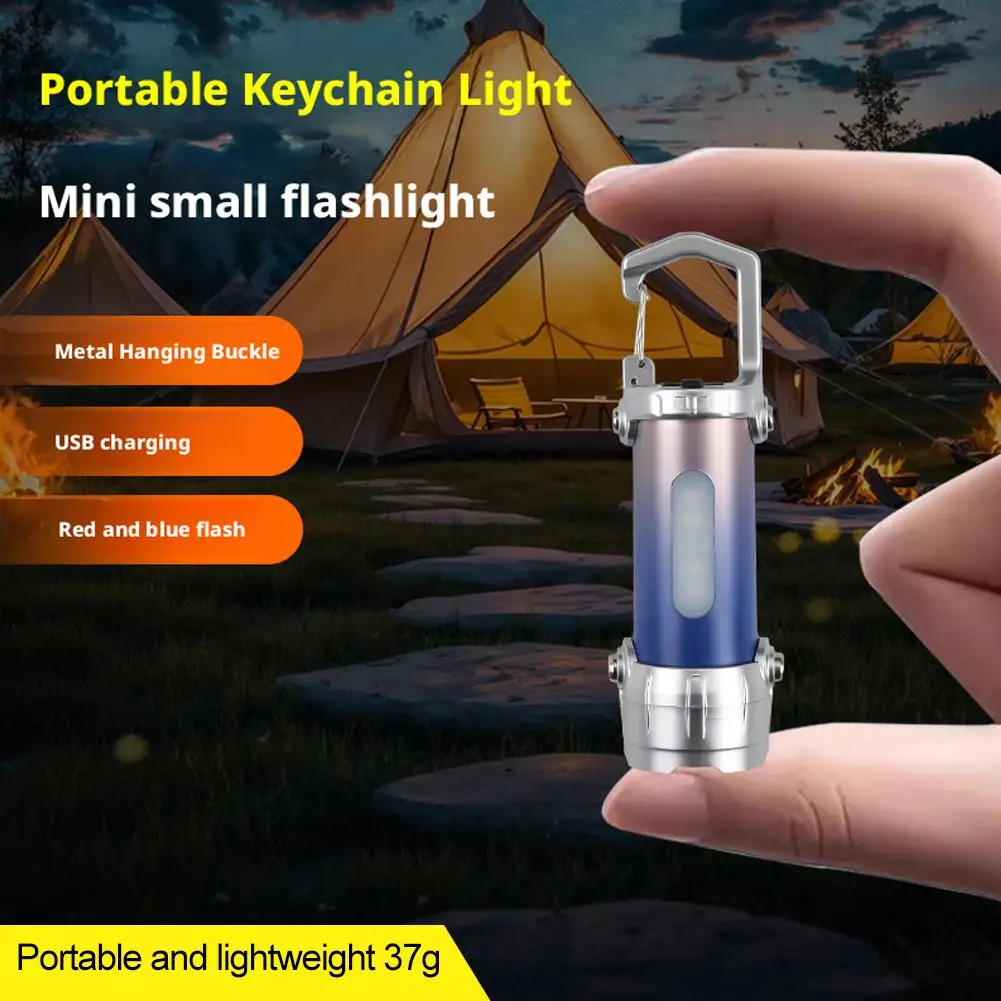 High Power COB LED Keychain Light Portable Rechargeable Hanging Flashlight For Outdoor Camping Waterproof Lantern Pocket Lamp