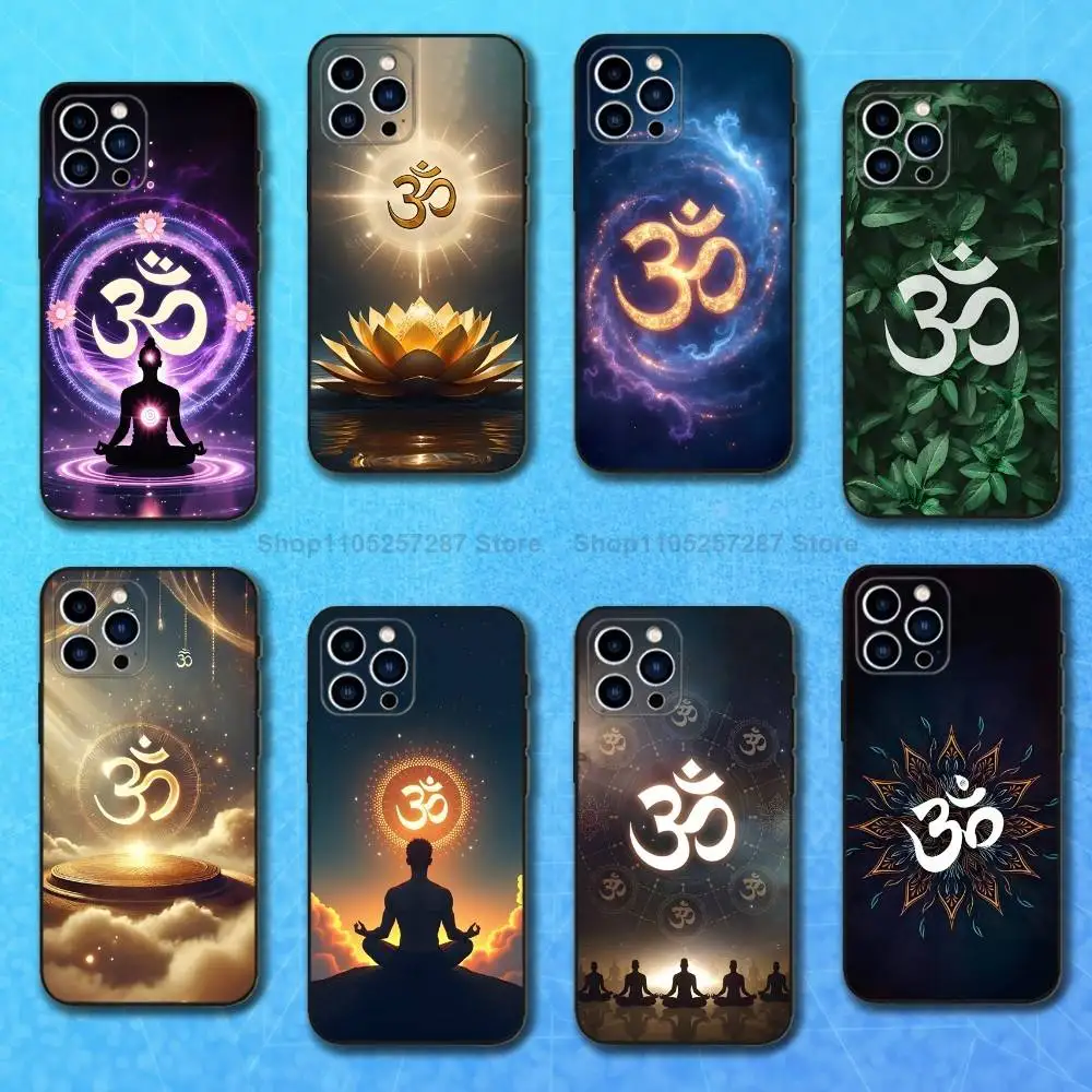 

Indian Sports A-Aum O-Om Yoga Case For iPhone 11,12,15,14,13,16,17,Plus,Pro Max,XS,X,XR,SE,Mini,8,7,Soft Silicone Black