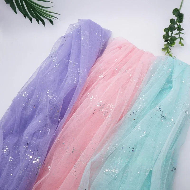 

New Internet Celebrity Galaxy Dot Mesh Fabric Meteor Mesh Yarn Dress Fluffy Skirt Clothing Fabric Handmade DIY