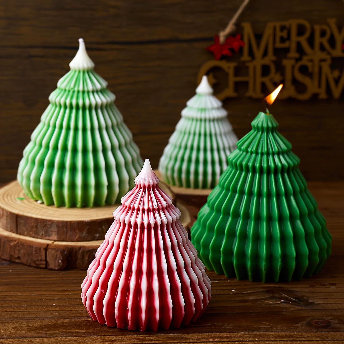 Origami Kerstboom Siliconen Kaarsvorm Diy Xmas Ornamenten Maken Zeep Gips Hars Ambachtelijke Mallen Home Party Decor Benodigdheden