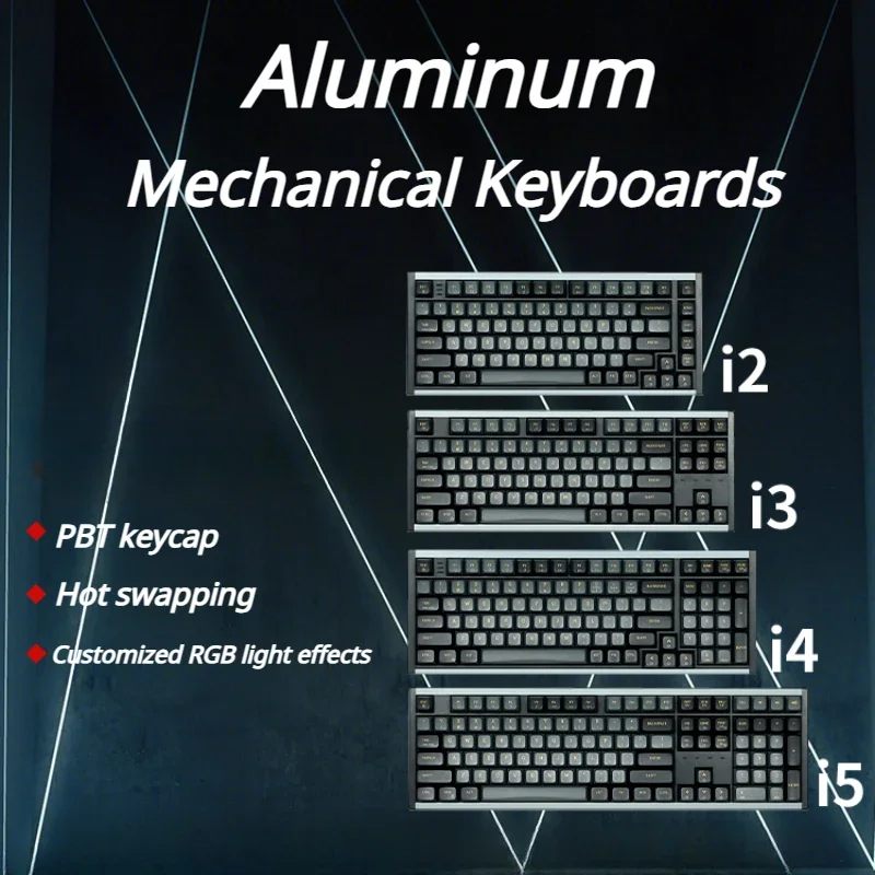 

MiFuny Mechanical Keyboard PBT Keycaps Custom Wired Hot-swap RGB Ergonomics Backlighting Aluminum Alloy Office Gaming Keyboard