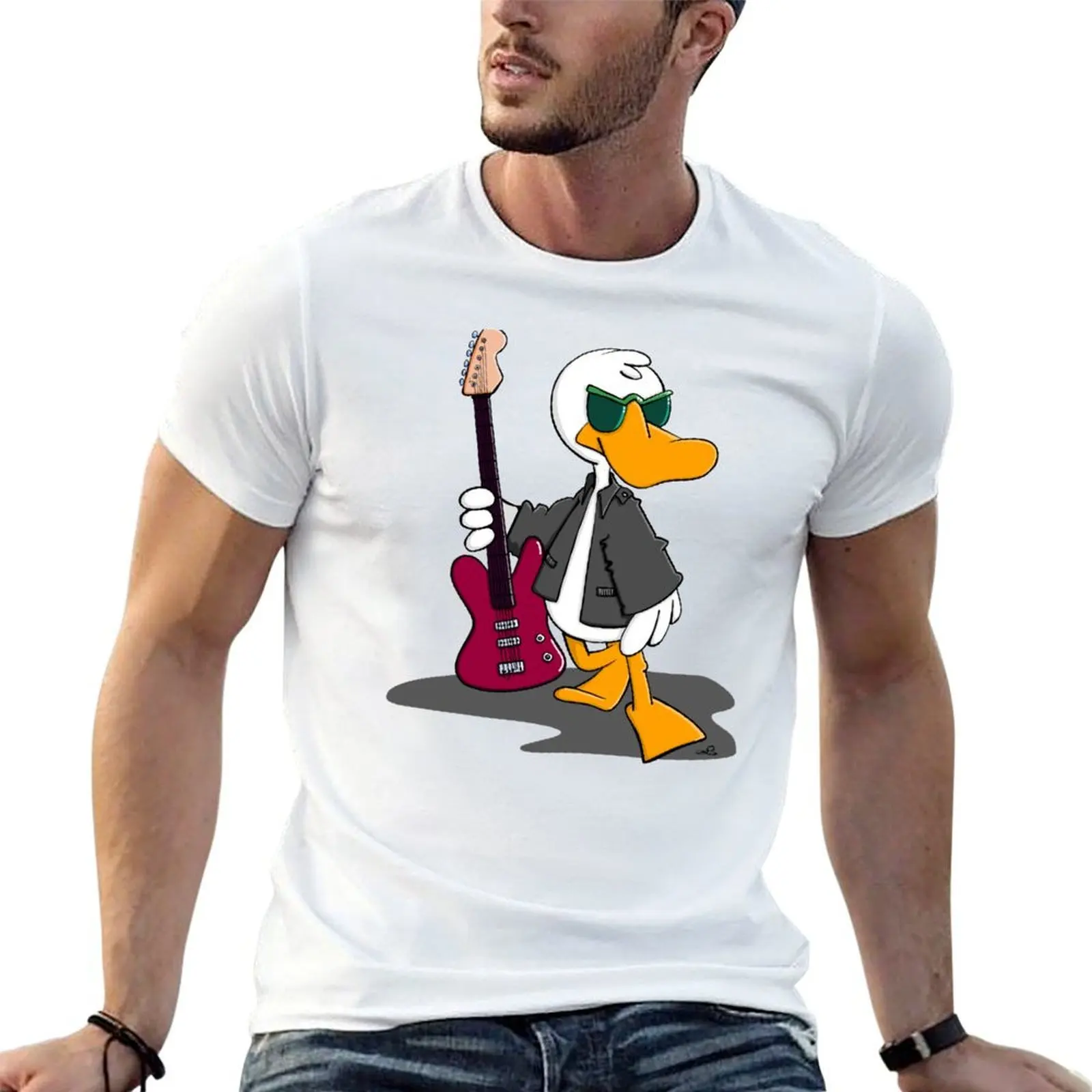 

Cool Duck with Guitar T-Shirt man t shirt luxury man t shirts for men casual T-Shirt