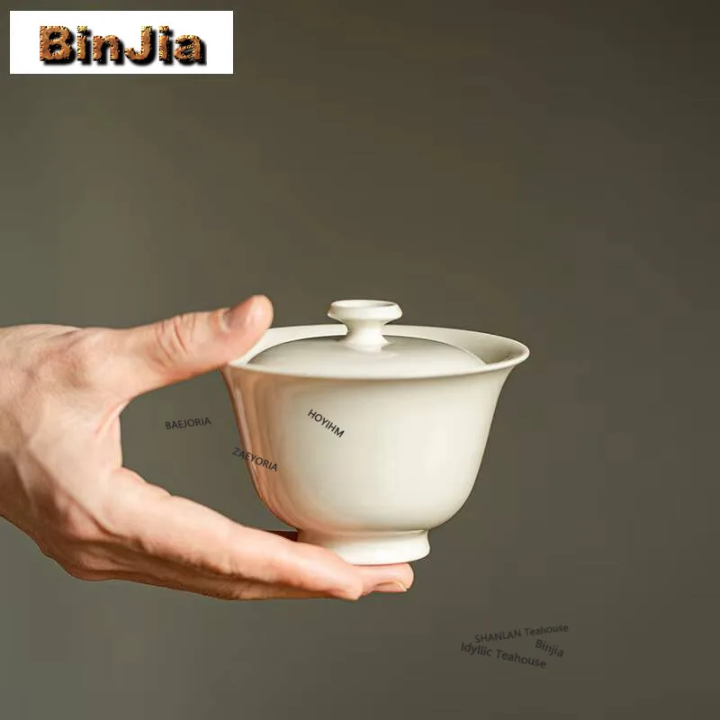 Ding Kiln Gaiwan Vintage Sopera Tea Tureen Household Tea Bowl With Lid Kit Tea Brewing Cover Bowl Drinkware Accessories Gift