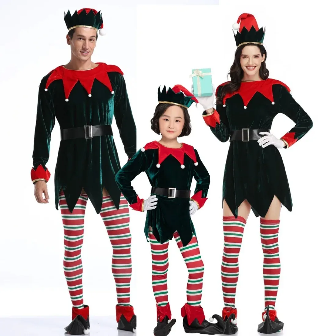 

Christmas Elf Cosplay Costumes Fancy Dresses Holiday Performance Theme Party Role Playing Parent Matching Outfits