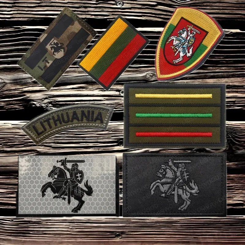 Lithuania Flag Reflective Embroidered Fabric Tactical Patch Lithuanian Crusader Knights Emblem Armband For Clothing Backpack