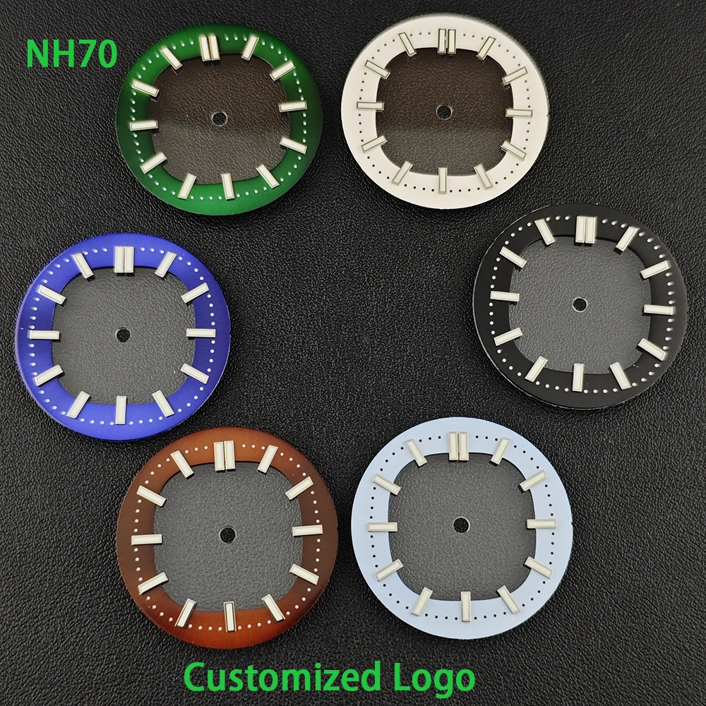 

30.4mm Men's Watch Dial Customized Logo Green Luminous Dial Suitable for NH70 Movement Watch Accessories