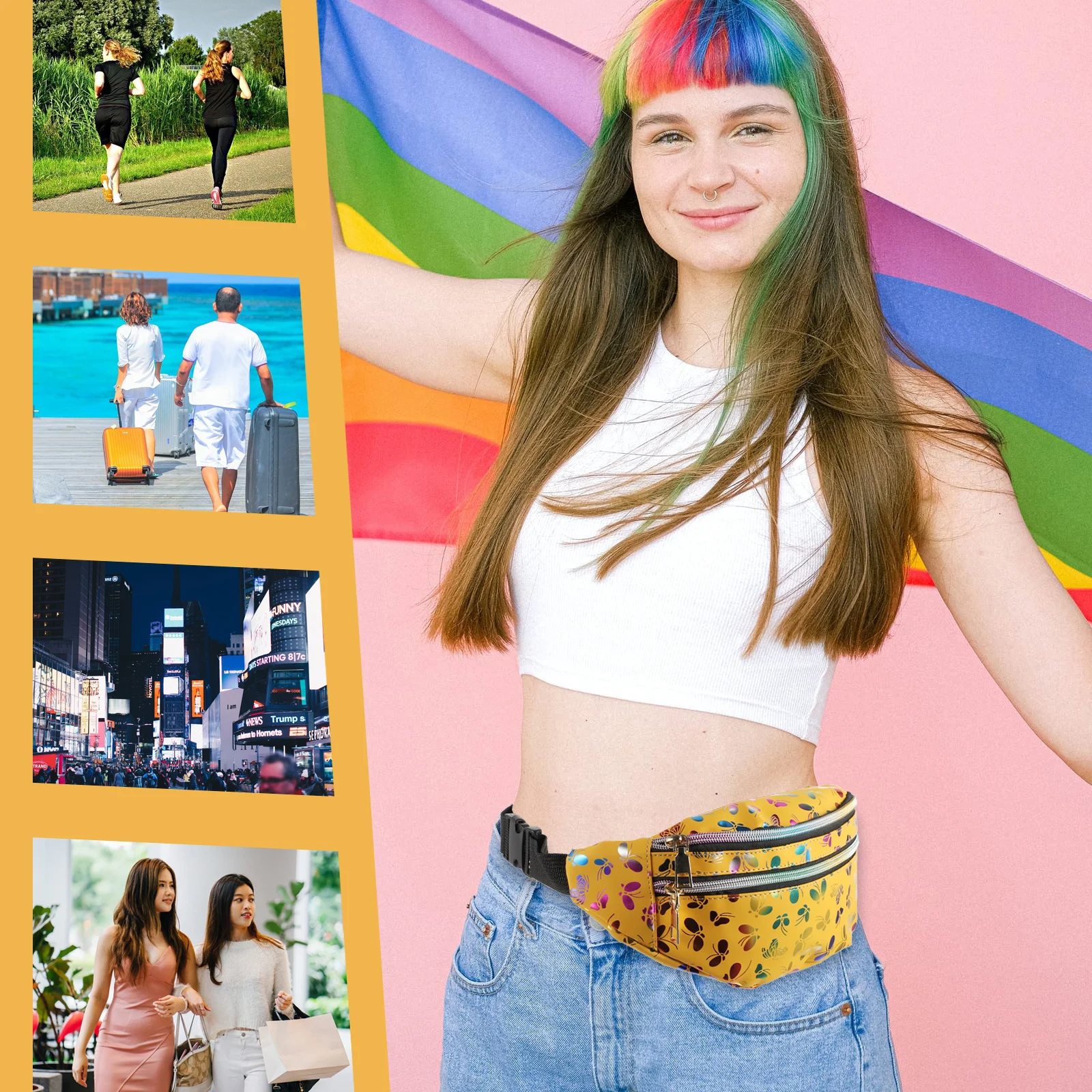 

1Pcs Women's Phone Waist Bag PU Cloth Material Lightweight Adjustable Strap Cross Body Chest Pouch for Travel Outdoor Leisure