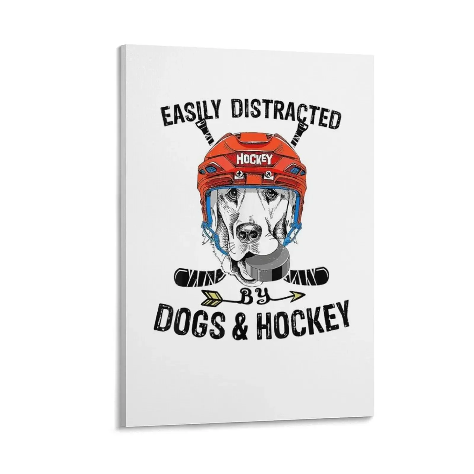 

Easily Distracted By Dogs And Hockey Canvas Painting house decorations aesthetic room decor anime poster