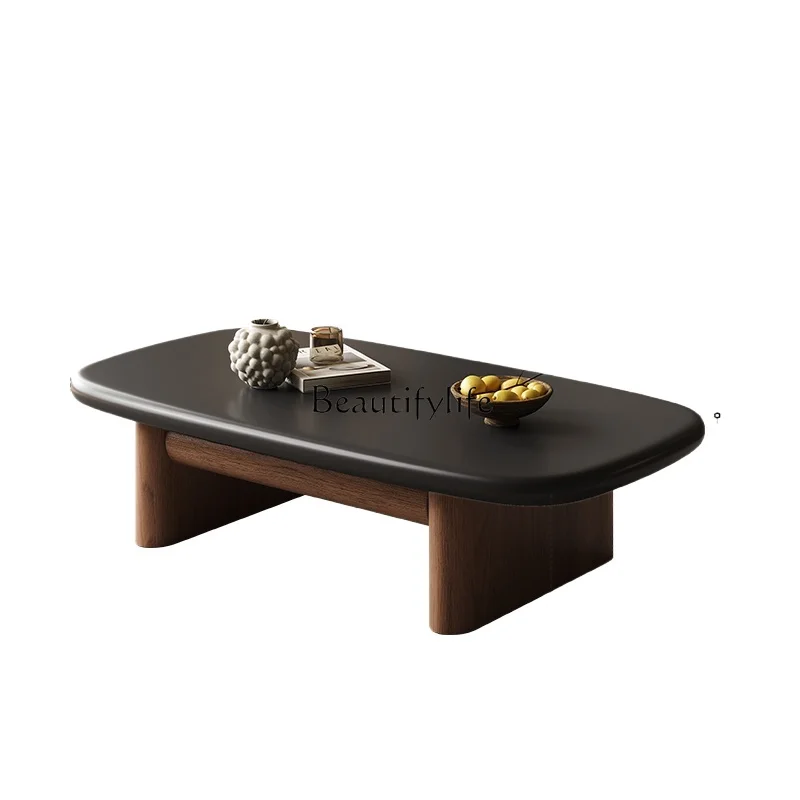 

Italian minimalist oval coffee table modern minimalist light luxury solid wood