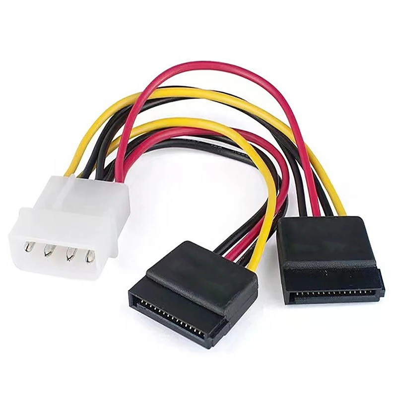 Male To Female Molex SATA Extension Cord IDE Molex 4 Pin To SATA 2 Serial HDD Power Adapter Cable Hard Drive Connector