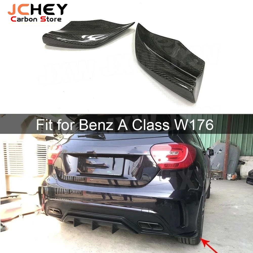 

JCHEY 2pcs Carbon Fiber Rear Lip Splitters Spoiler for Benz A Class W176 A250 For AMG A45 2013-2018 Bumper Canard Aprons FRP