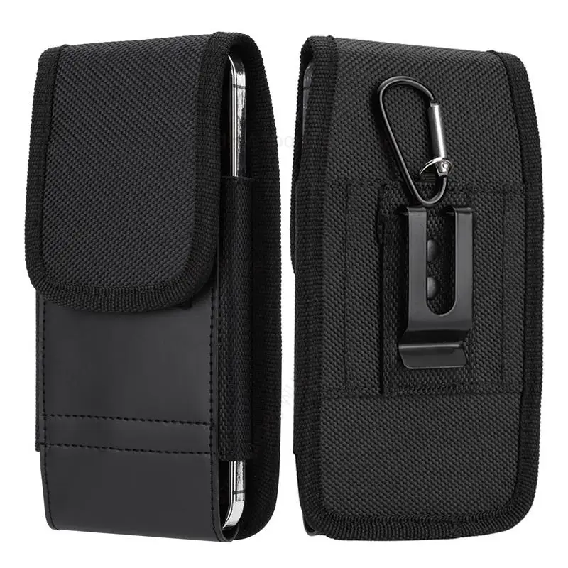 

Flip Oxford Cloth Phone Pouch For Google Pixel 9 8 Pro Belt Clip Holster Leather Wallet Case For Pixel 7A 8 Pro 6a 5a 4 3a 2 XL