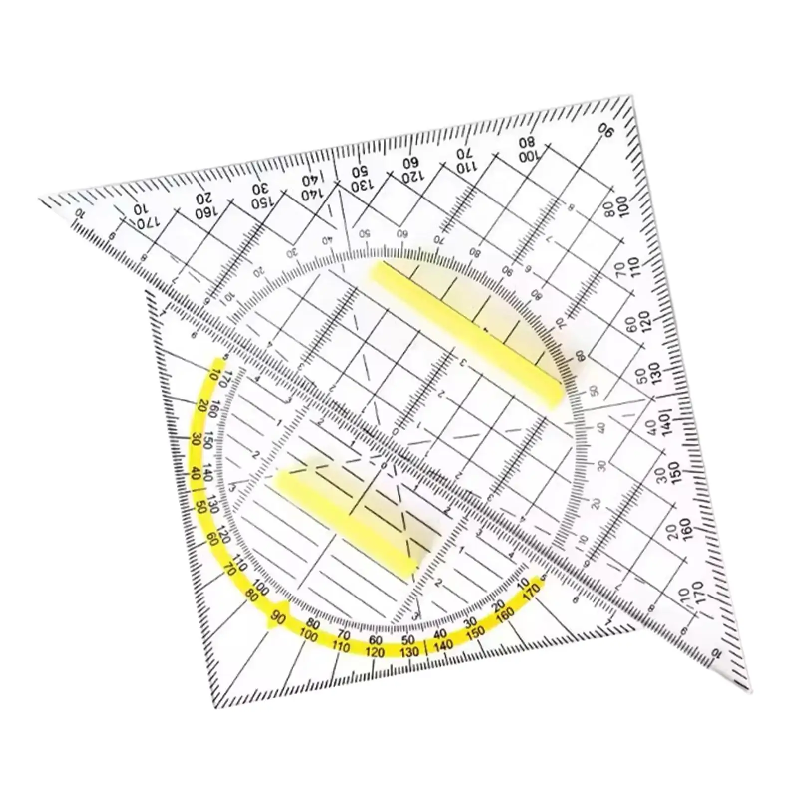 2Pcs Set Square Clear Stationery Measuring Tool with Detachable Handle Triangle Ruler for School Office University