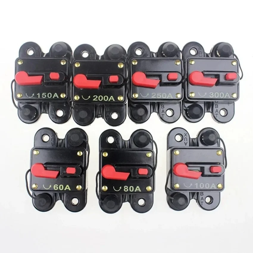 Car Truck Audio Amplifier Circuit Breaker 30A 40A 50A 60A 80A 100A 150A 200A 250A 300A IP67 Waterproof Reset Switch Fuse Holder