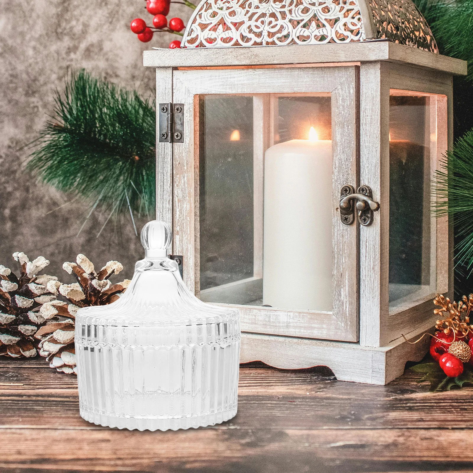 حامل زجاجي عتيق، شموع شفافة شفافة، وعاء زخرفي، تصميم متعدد الوظائف، ديكور منزلي أنيق، صغير