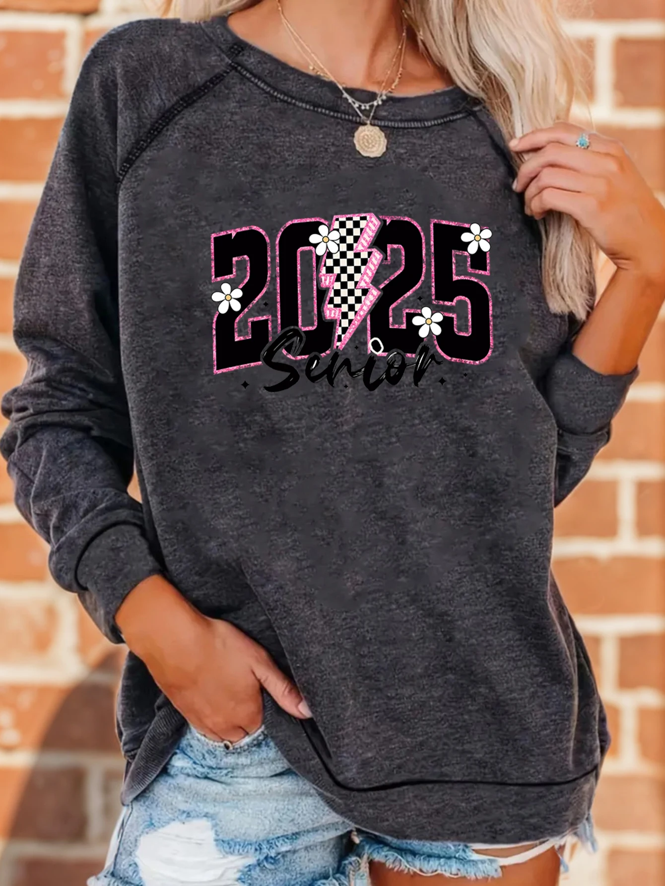 

Fashion premium 2025 printed sweatshirts crew neck casual sweatshirts autumn and spring women's