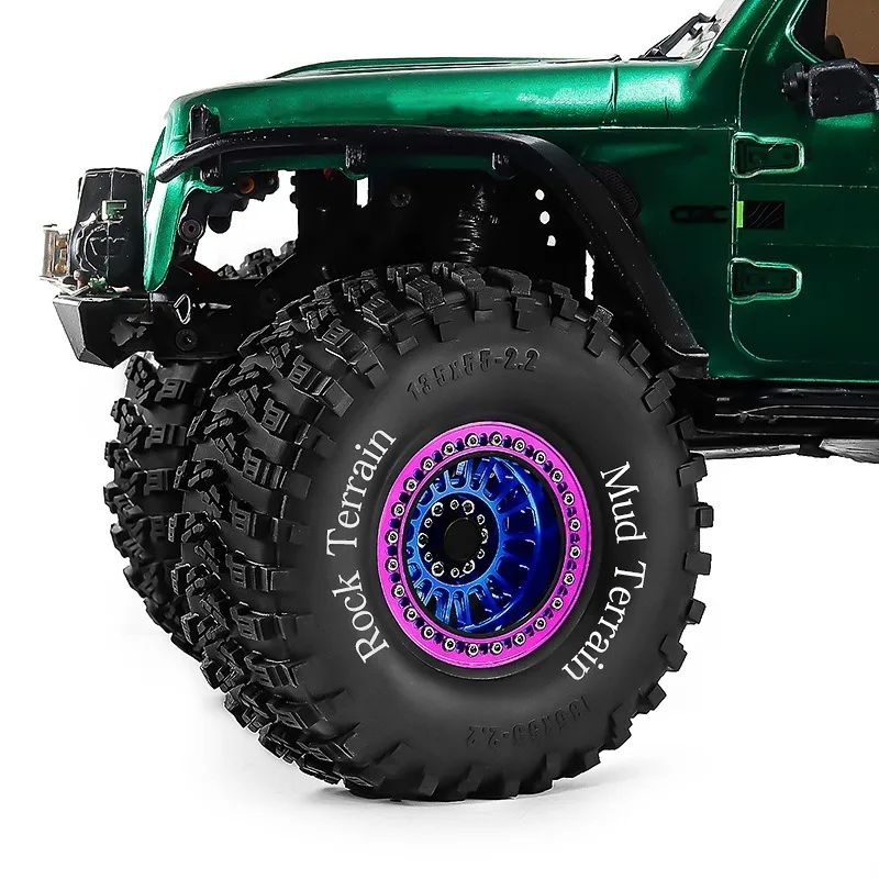 

4Pcs 2.2" Beadlock Wheel Rim Rubber Tire Set for 1/10 RC Crawler TRX-4 Axial SCX10 90046 D90 Voodoo