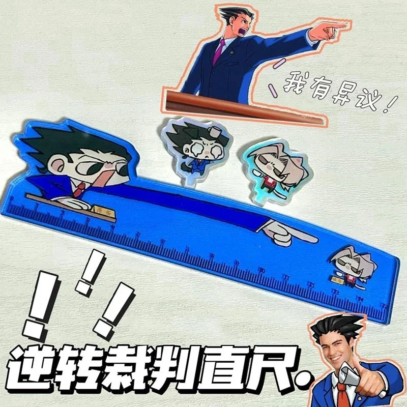 

Anime Ace Attorney Phoenix Wright Miles Edgeworth Cosplay Acrylic Student Stationery Ruler Cute Standing Sign Birthday Xmas Gift