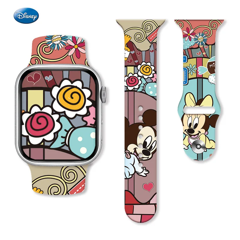 Disney Mickey Mouse Watchband for Apple Iwatch Ultra Band 49mm 45mm 44mm 40mm 41mm 42mm Cartoon Bracelet Series 8 9 7 6 3 5 Se