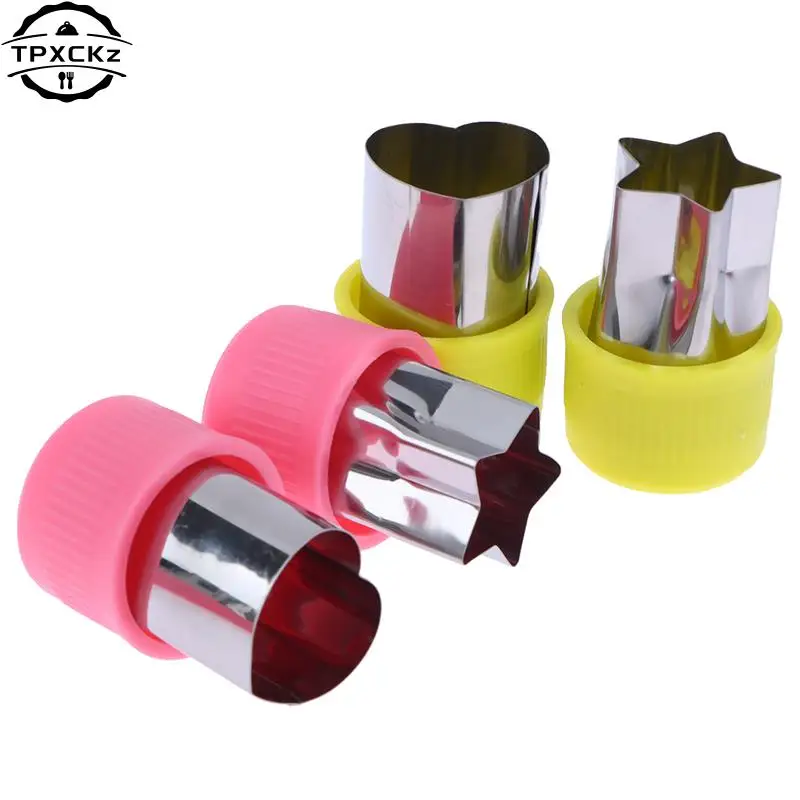 3pcs Star Heart Shape Vegetables Cutter Plastic Handle Portable Cook Tools Stainless Steel Fruit Cutting Die Kitchen Gadgets