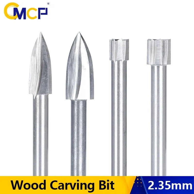 CMCP Milling Cutter 5pcs 2.35-6mm Shank Wood Carving Bit Steel Engraving Bit for Furniture Antique Carving Woodwork Drill Tools