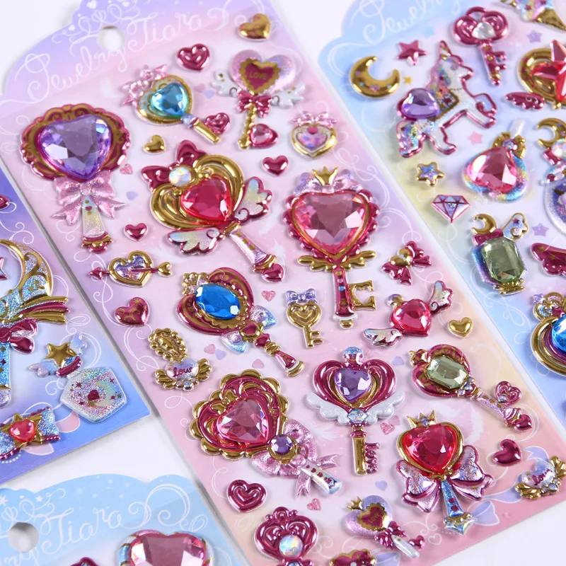 

Shiny Diamond Heart Shaped 3D Crystal Decorative Stickers For Girls Handmade Craft Adhesive Paper Patches Children's Stationery