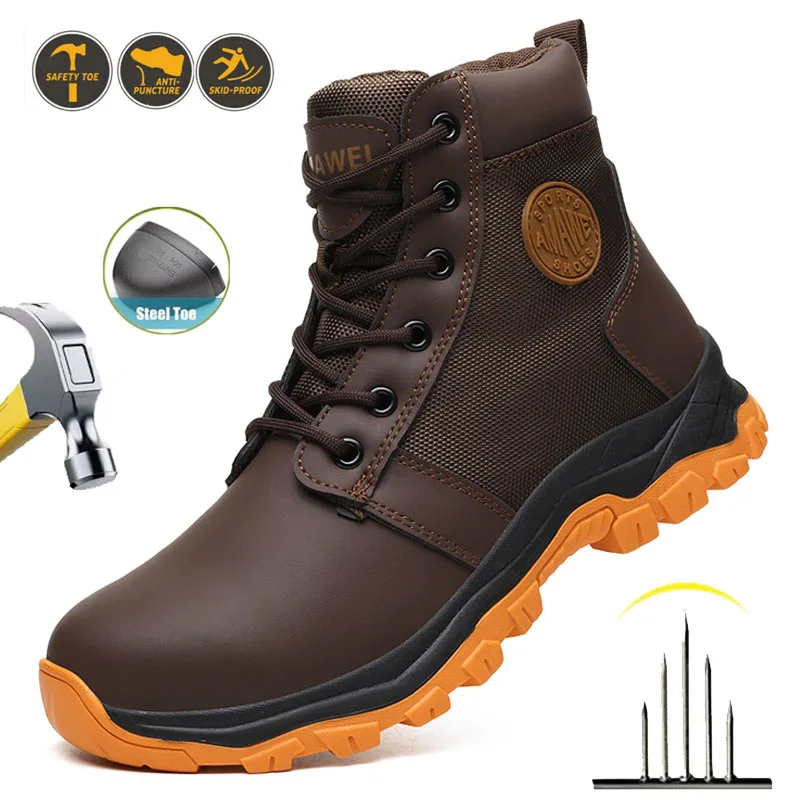 Men Safety Shoes Steel Toe Sneaker Sport Slip Resistant Work Safety Boots Puncture Proof Work Shoes Anti-smash Industrial Shoes