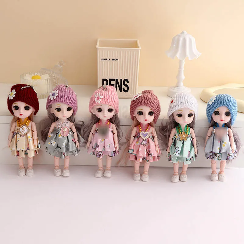 16cm Cute Face Girl Princess Doll Realistic Big Eyes Exquisite Makeup 13 Joints BJD Girl Birthday Gift Kids Princess Toys