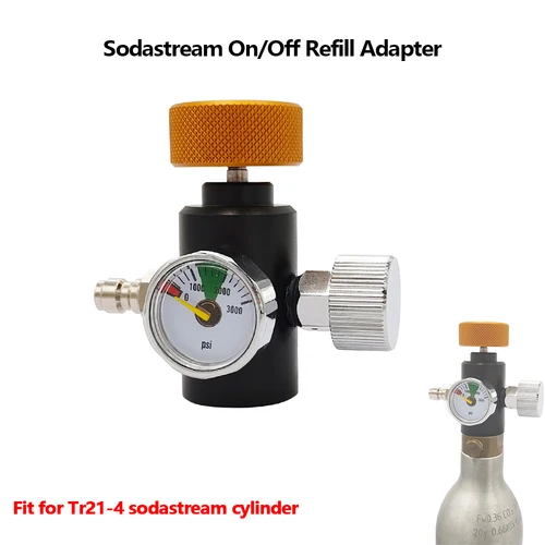 Imagen 2 del producto Adaptador de carga de botella de tanque de cilindro, estación de llenado, adaptador de encendido/apagado para recarga rápida de Sodastream, manómetro de 3000psi, 8mm QD