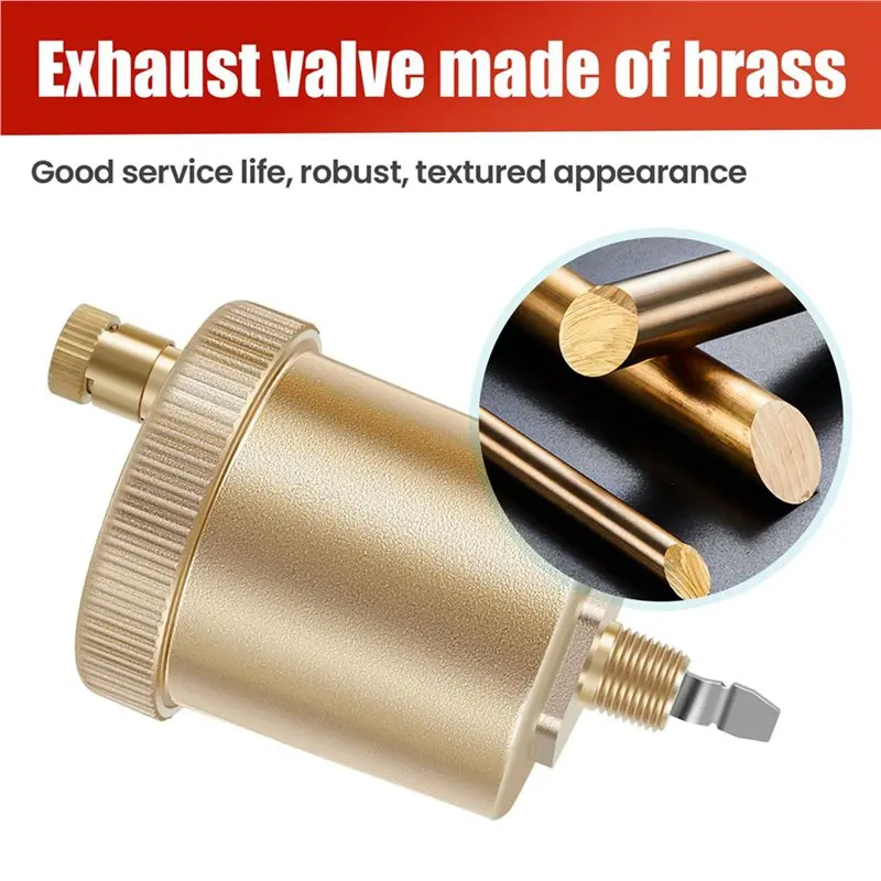 EYFL-2X Automatic Air Vent Valve Kit, 1/8 Inch Automatic Air Bleed Vent, Compact Brass Automatic Float Valve