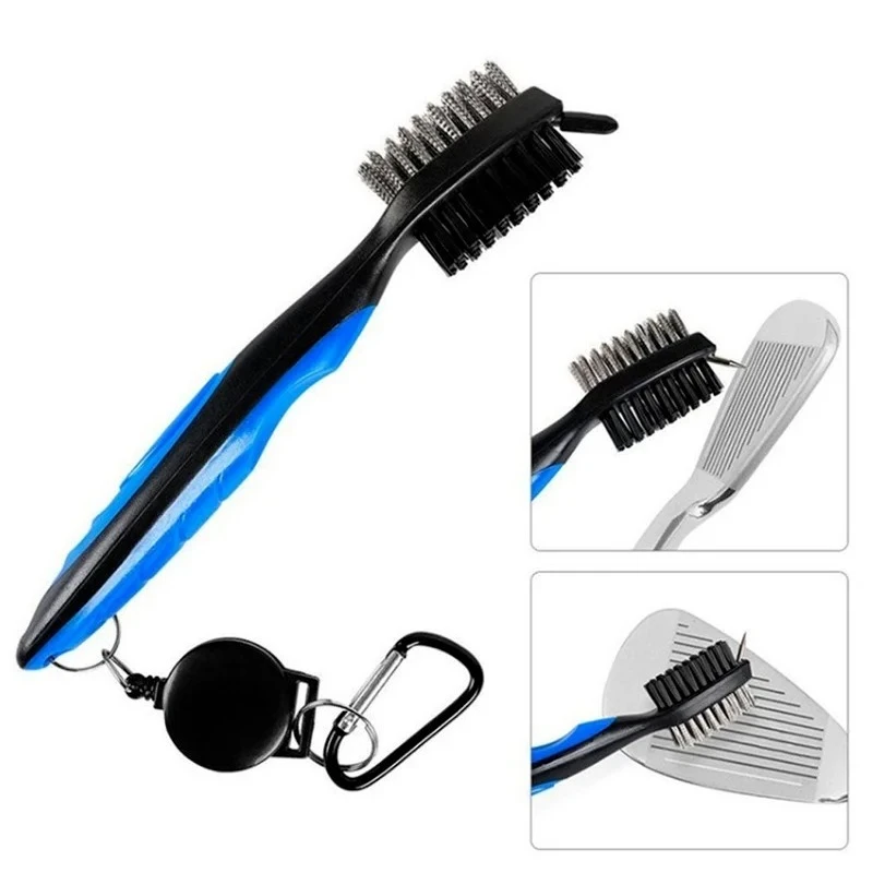 

1 шт., щетка для гольф-клуба, очиститель канавок, двусторонние инструменты, портативные металлические легкие нейлоновые аксессуары для обуви с железными шариками