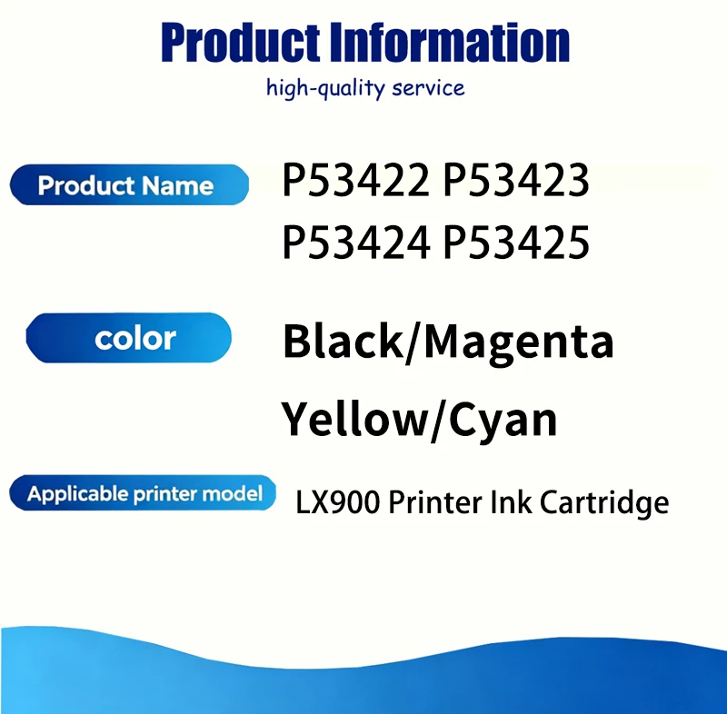 1/2/3 Sets LX900 Ink Cartridge P53422 P53423 P53424 P53425 4 Colors(BK/C/M/Y) Compatible For Primera LX900 Printer Ink Cartridge