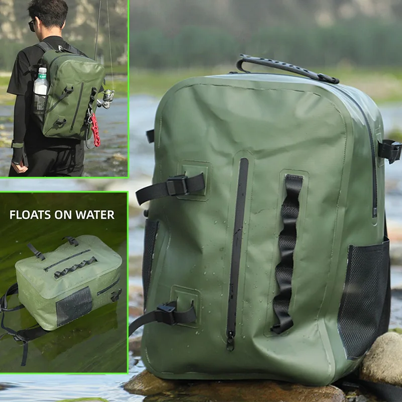 Mochila de pesca impermeable con soporte para caña, bolsa flotante para natación, buceo, dibujo, canotaje seco, kayak, canoa, bolsa para aparejos de señuelo