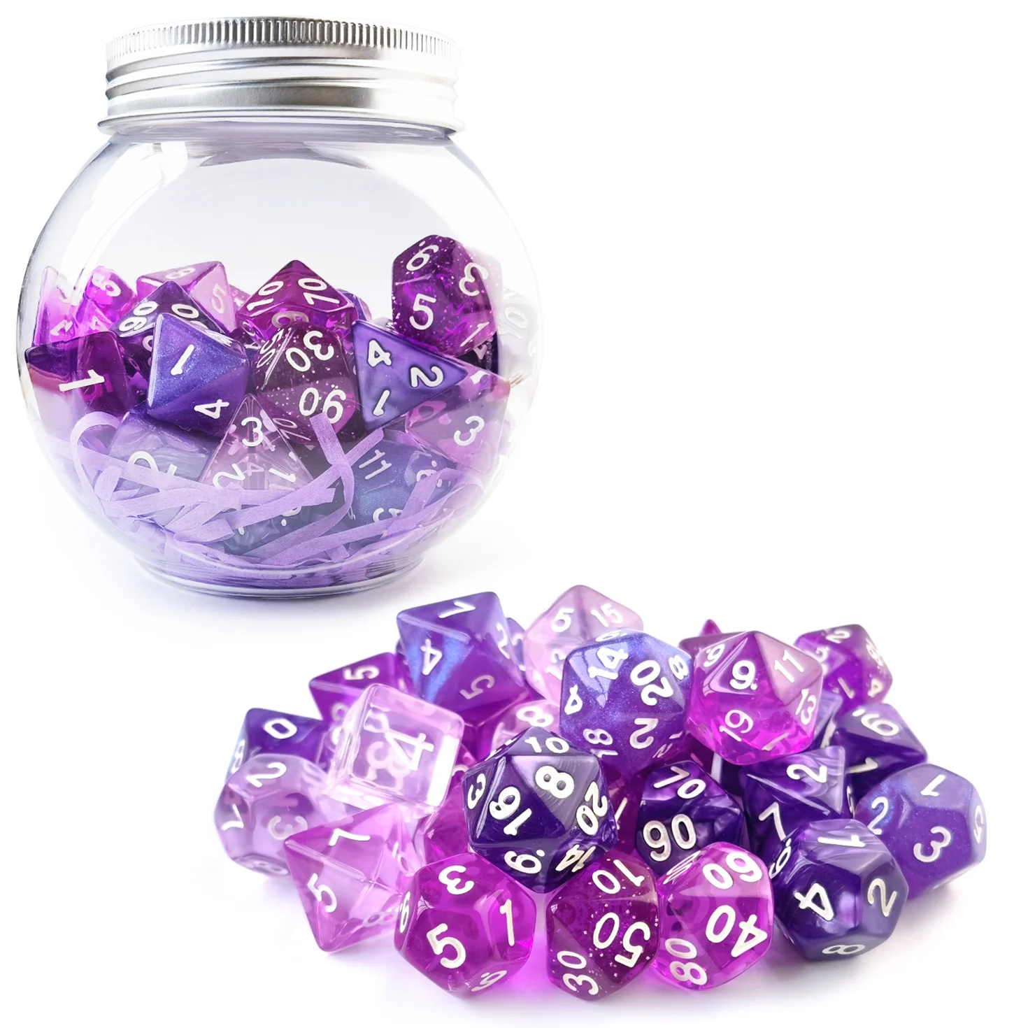 

Bescon RPG Dice Set 35pcs , DND Role Playing Game Dice 5X7pcs Amethysts Set and Emeralds Set