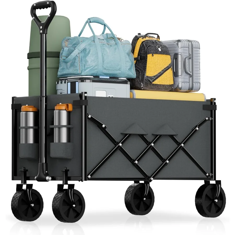 

Lightweight Folding Wagon with Large Capacity and Big Wheels for Easy Transport Heavy Duty Collapsible Grocery Cart Ideal for O