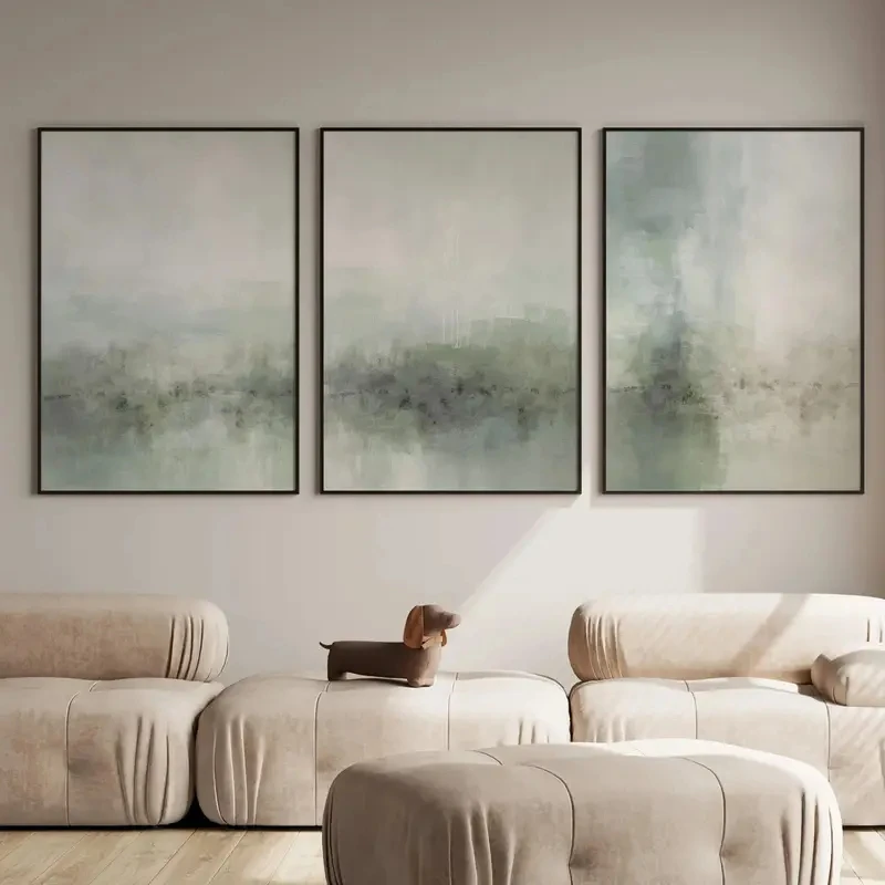 

3pcs/Set Abstract Green Natural Landscape Canvas Poster Picture Wall, Modern Living Room, Dining Room and Home Decoration Print