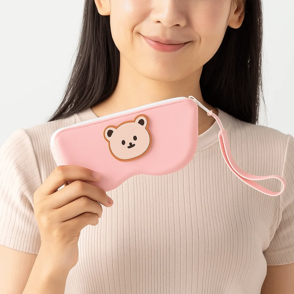 Waterproof Silicone Eyeglasses Case Cartoon Bear Multifunctional Small Items Bag Coin Purse Dustproof Sunglasses Pouch Travel