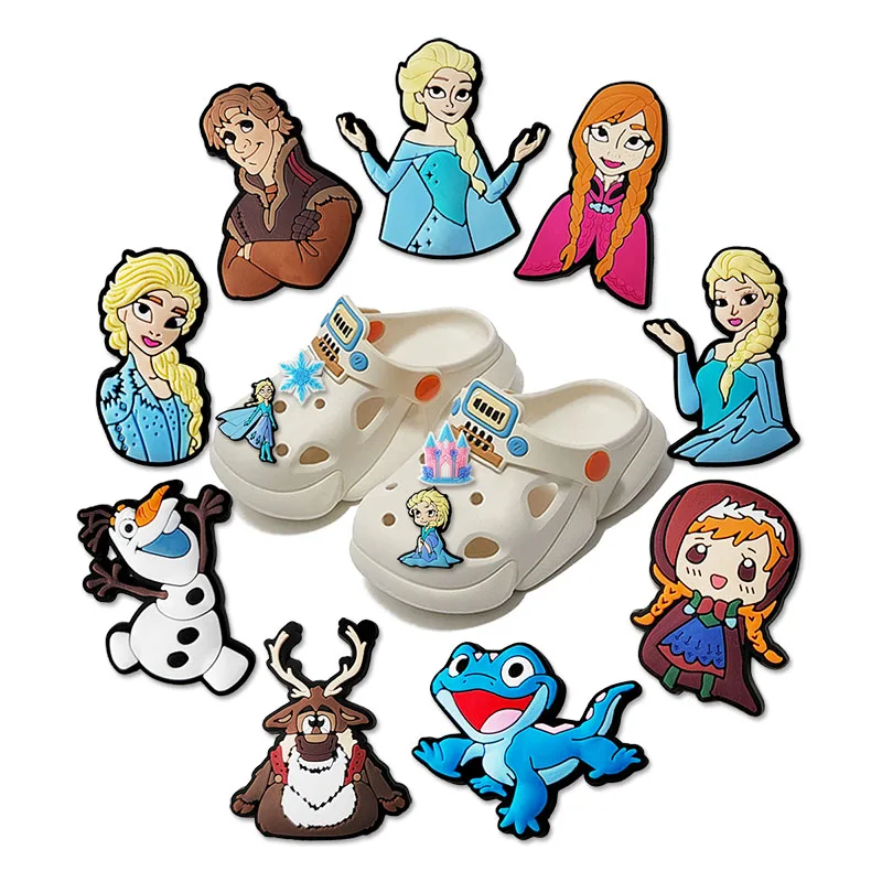 13pcs Cartoon Disney Princess Frozen Anna Elsa Olaf PVC Shoe Charms For Clogs Pins Sandals Shoes Decoration Kid Girl Gift image 5
