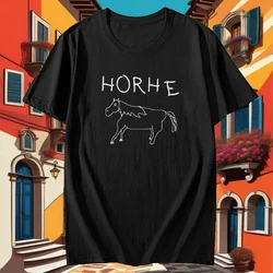 Horhe Funny Shirt Ironic T-Shirt Funny Gift Cursed Tee Weird Tee Fun Meme Shirt Badly Drawn Horse Funny Animal Horse Tops