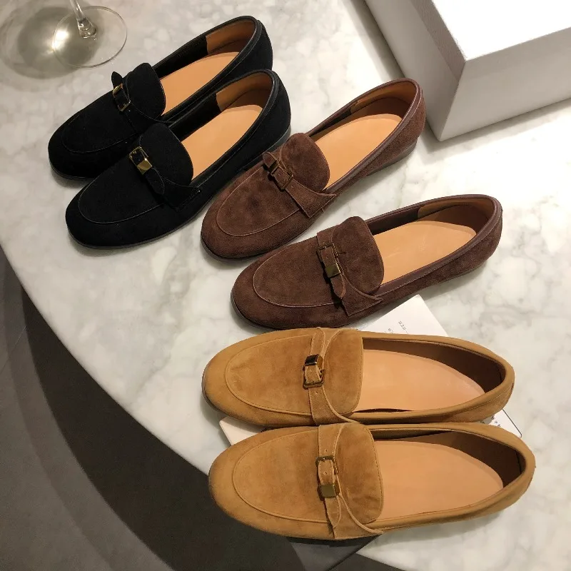 

Women's Suede Model New Flat-bottomed Quiet Luxury Commuting Soft Comfortable Low-heeled Old Money Style Vacation Casual Loafers