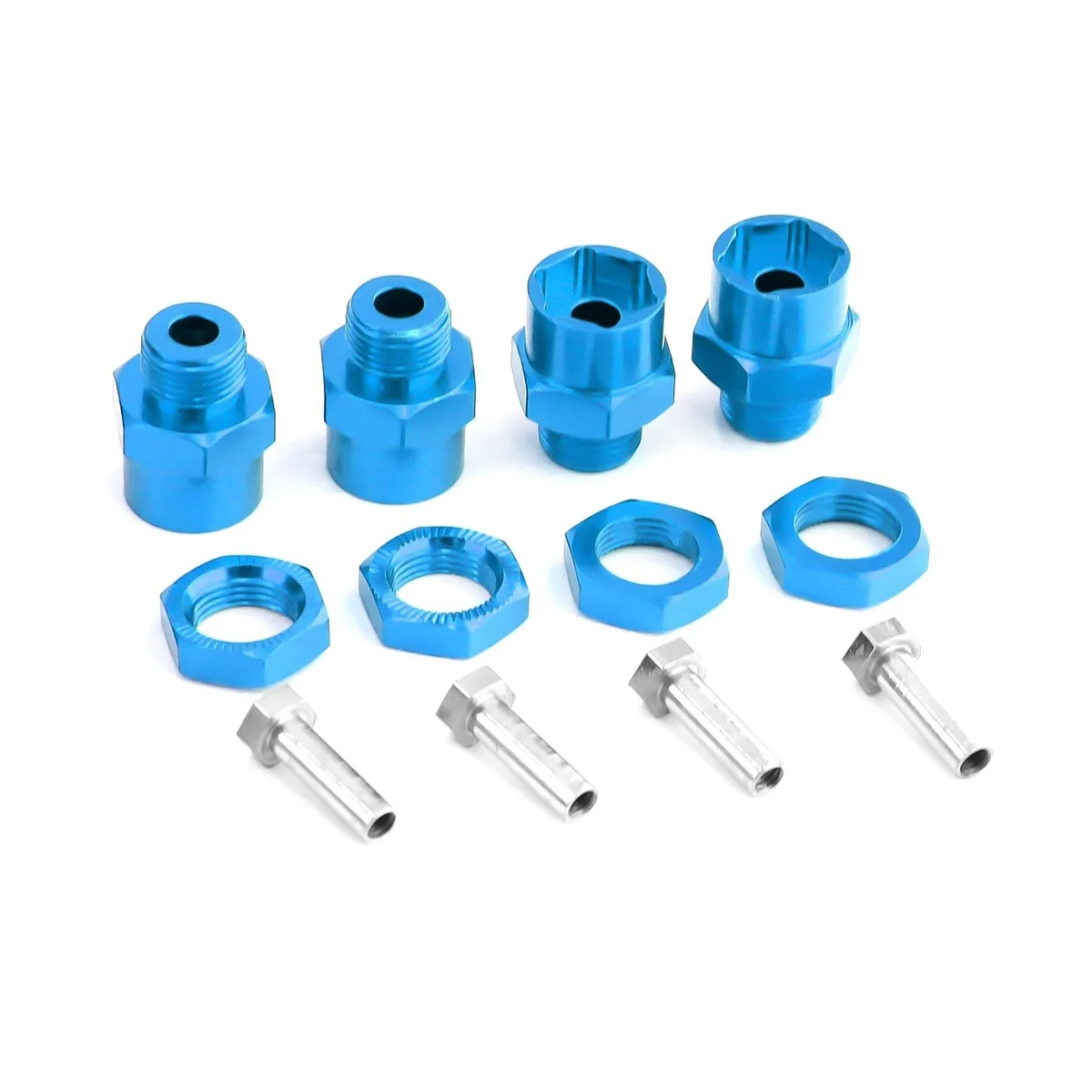 

4PCS Metal Hex Adapter 12mm to 17mm Wheel Hex Hubs Adapter Extension Conversion Nuts for 1/10 RC Car,Sky Blue